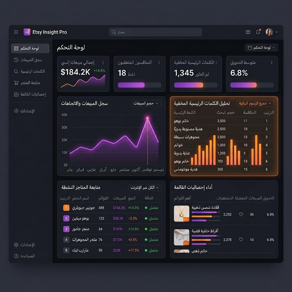 Etsy Insight Pro - تتبع منافسي إتسي و <span>المنتجات الأكثر مبيعاً</span> بضغطة واحدة