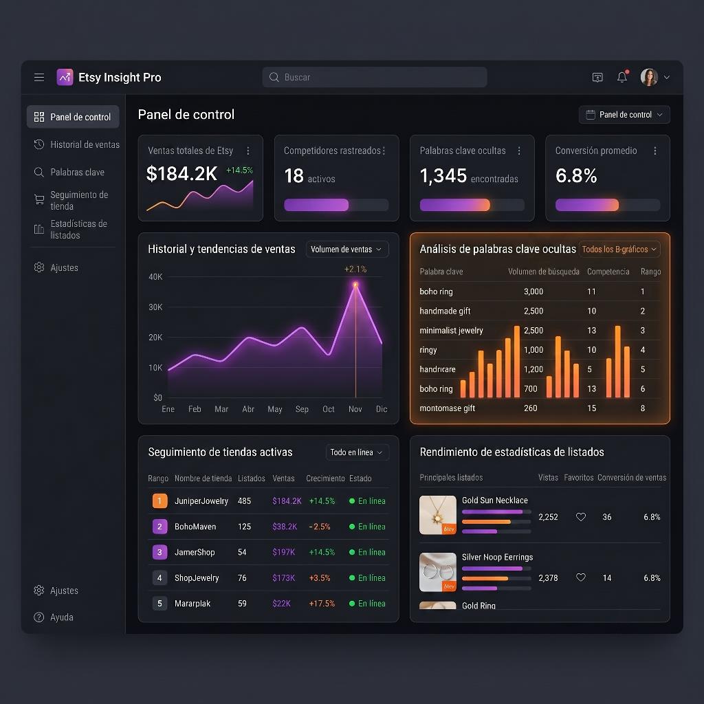 Etsy Insight Pro - Rastree competidores de Etsy y <span>bestsellers</span> en un clic