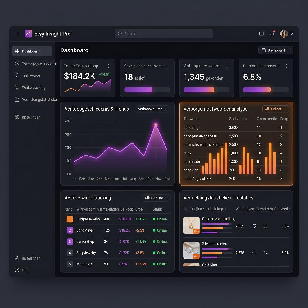 Etsy Insight Pro - Volg Etsy-concurrenten en <span>Bestsellers</span> in één klik